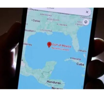 Google map screenshot for Gulf of America renamed from Gulf of Mexico