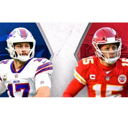 Patrick Mahomes celebrates victory over the Bills in AFC Championship 2025
