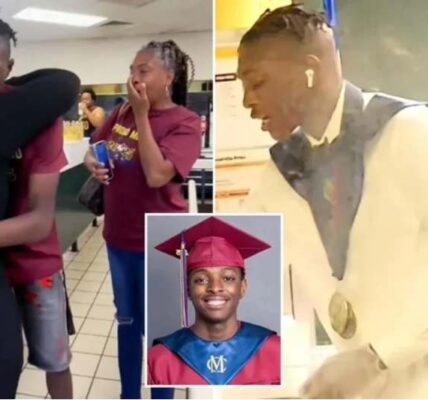 Mykale-Baker-working-Burger-King-shift-in-graduation-clothes
