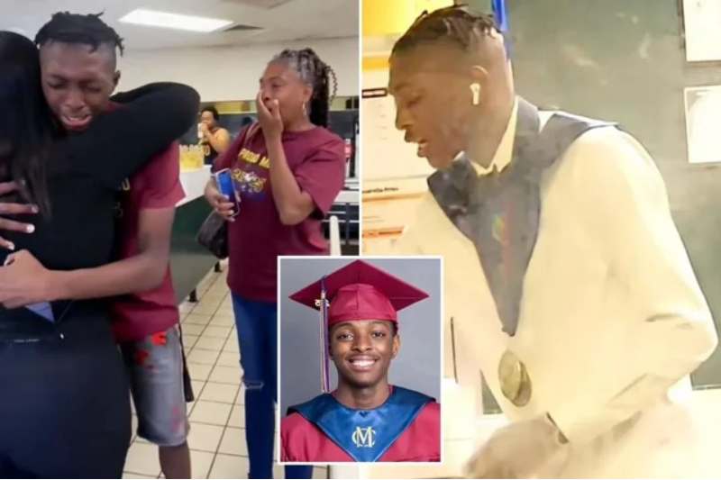 Mykale-Baker-working-Burger-King-shift-in-graduation-clothes